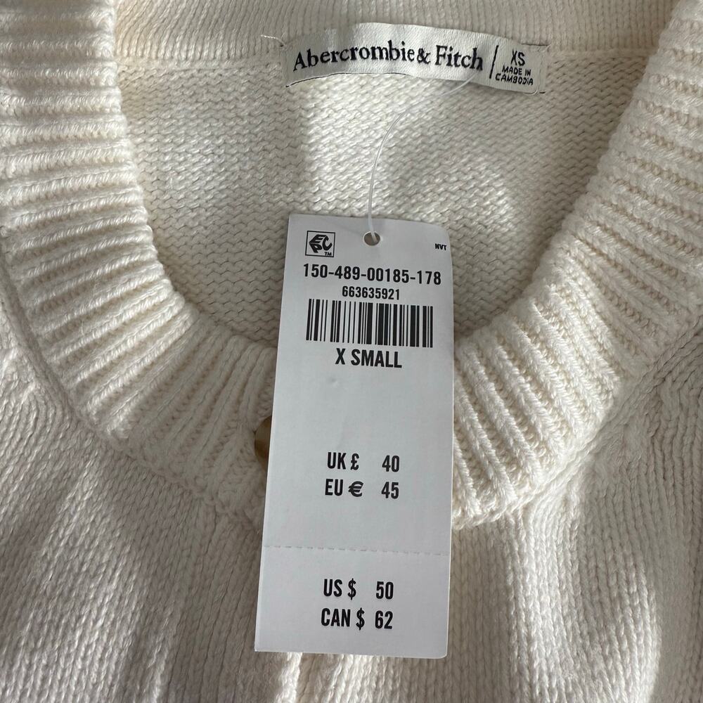 Abercrombie and Fitch Womens Short Sleeve Crew Cardigan, Cream, XS - Picture 4 of 5